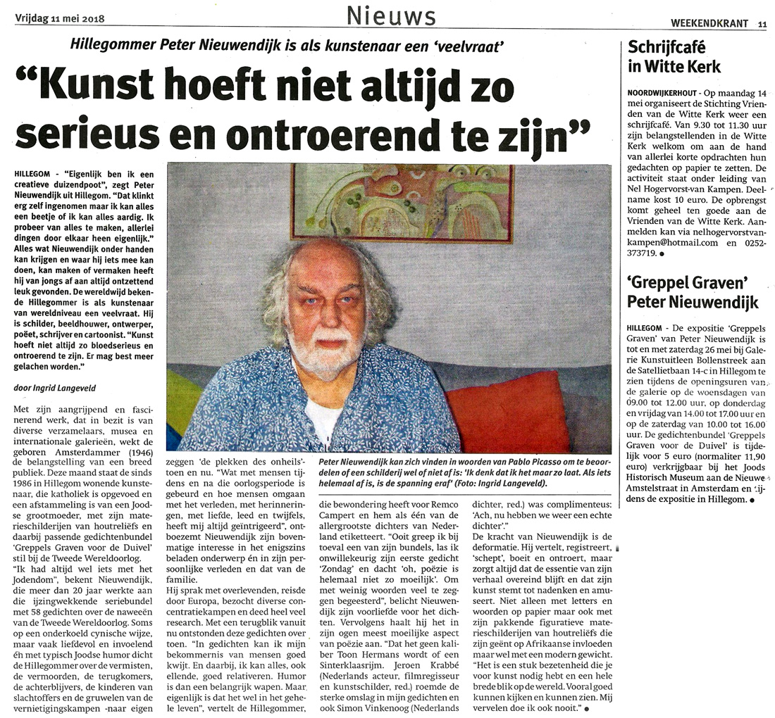 pers over expositie Greppels Graven Peter Nieuwendijk